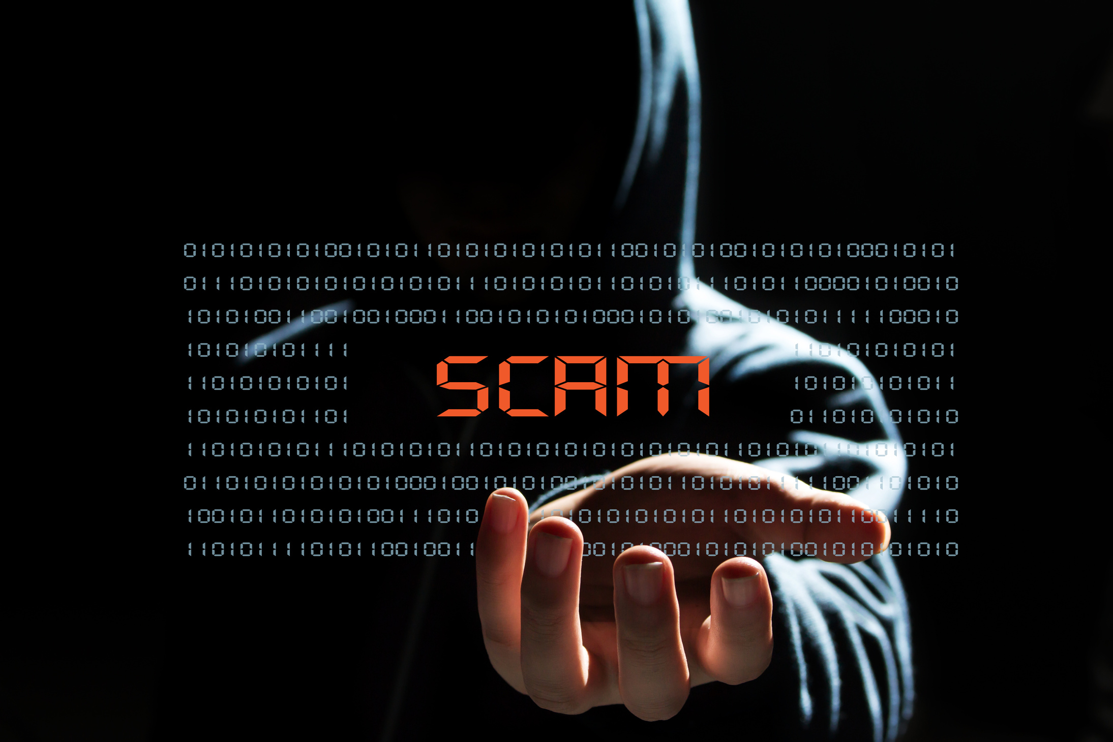 cyber hacker with  scam text icon